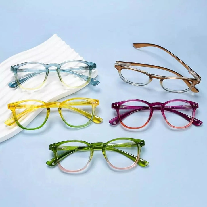 5 Pack Fashionable Two Tone Reading Glasses Colorful Readers R144