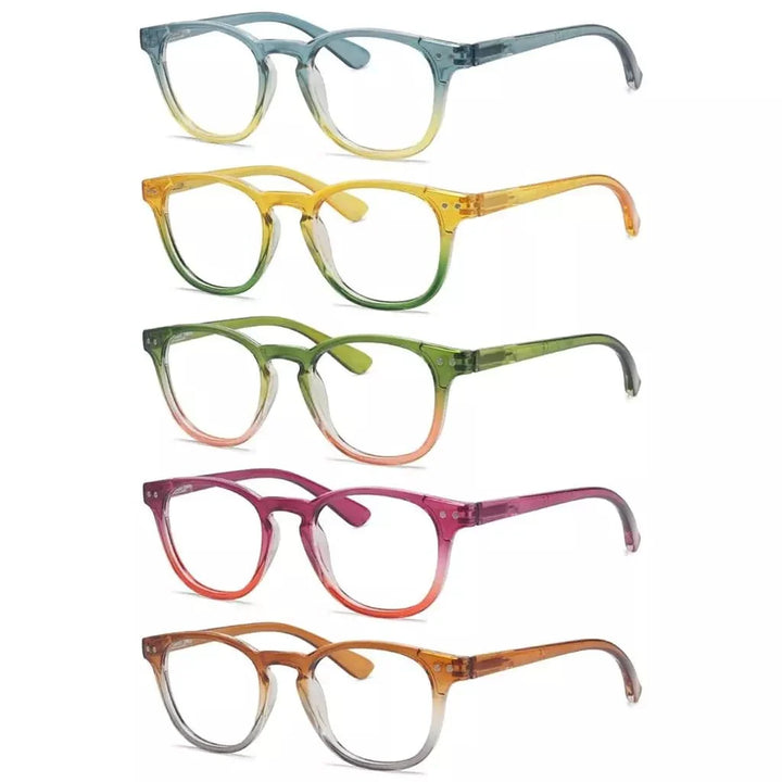 5 Pack Fashionable Two Tone Reading Glasses Colorful Readers R144