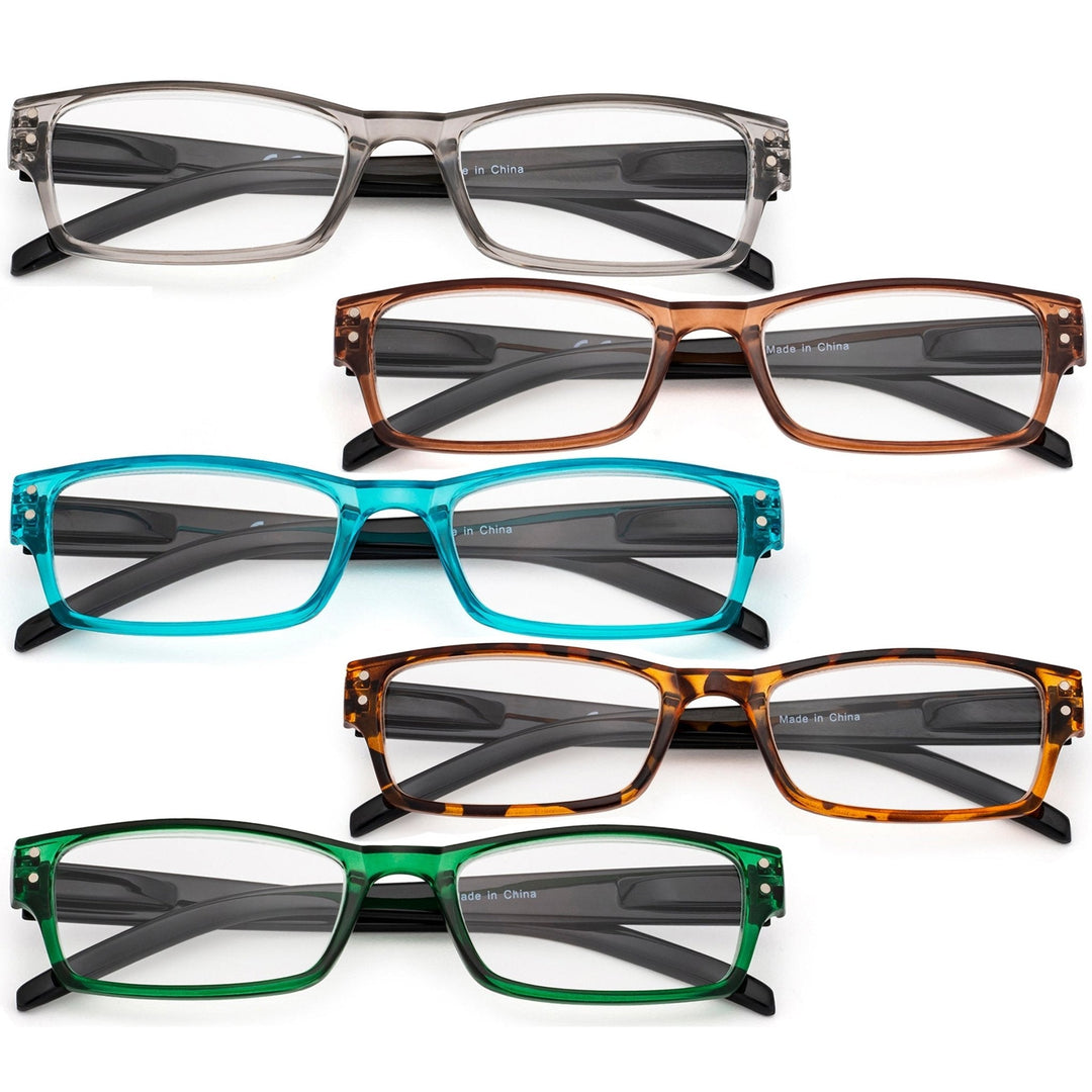5 Pack Rectangle Reading Glasses R012N
