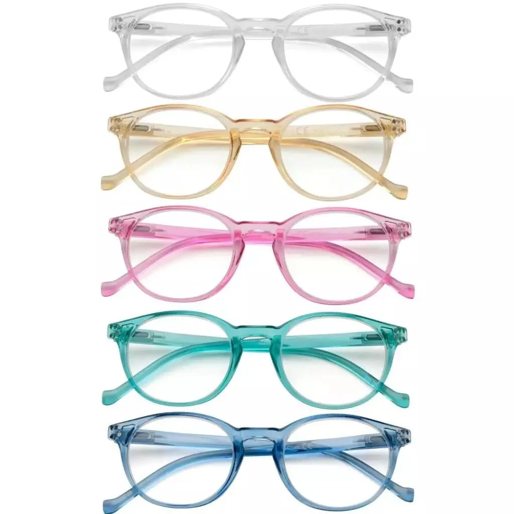 5 Pack Elegant Reading Glasses Round Readers R9115C