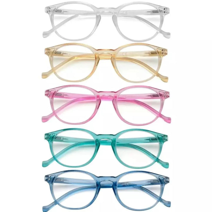 5 Pack Elegant Reading Glasses Round Readers R9115C
