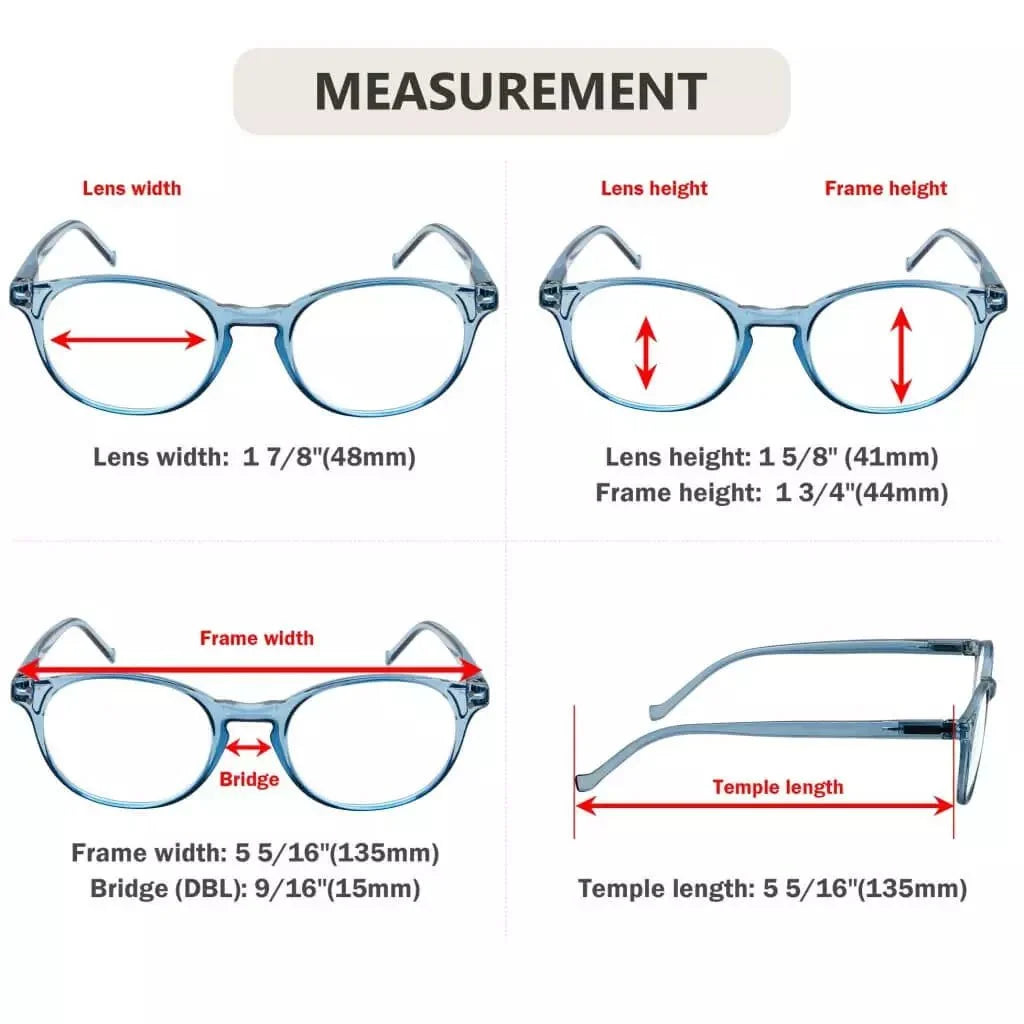 5 Pack Elegant Reading Glasses Round Readers R9115C