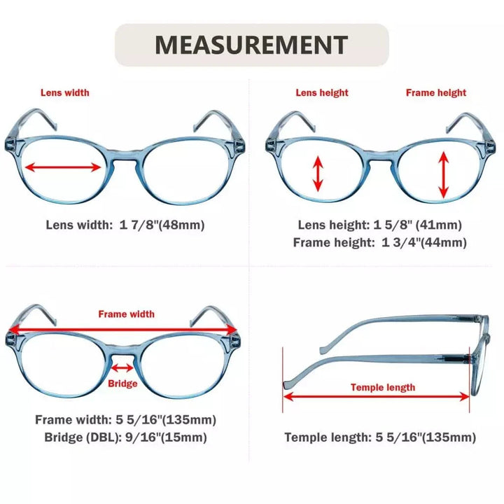 5 Pack Elegant Reading Glasses Round Readers R9115C
