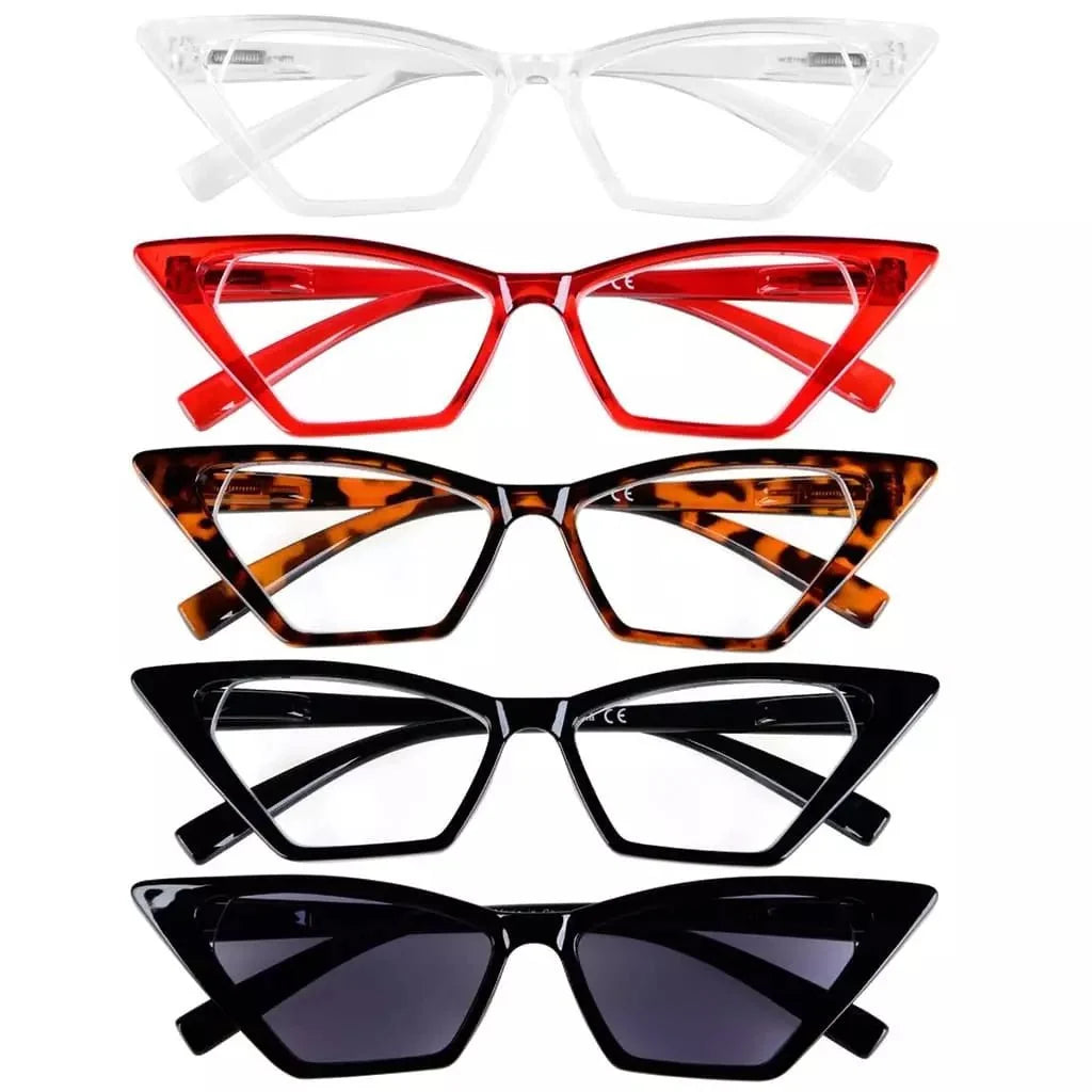 5 Pack Fancy Cat Eye Reading Glasses Fashionable Readers R2131