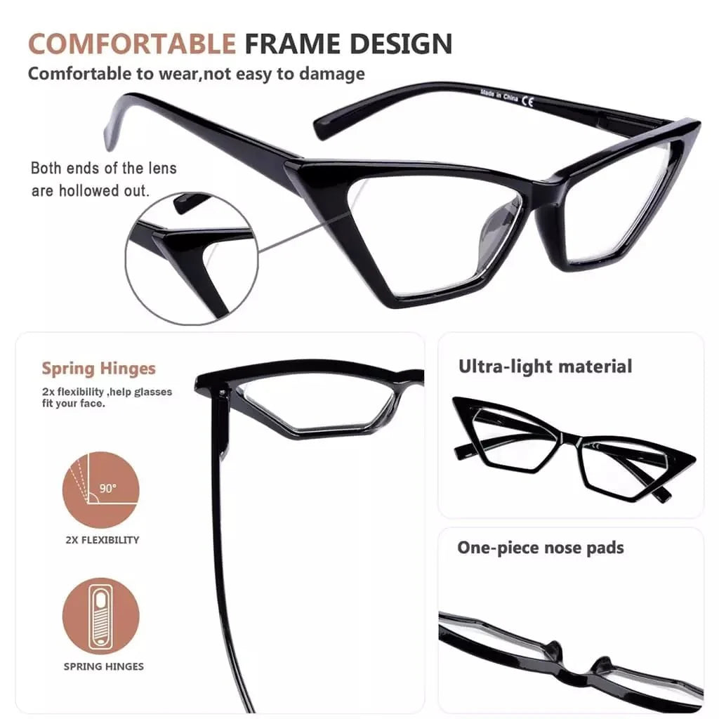 5 Pack Fancy Cat Eye Reading Glasses Fashionable Readers R2131