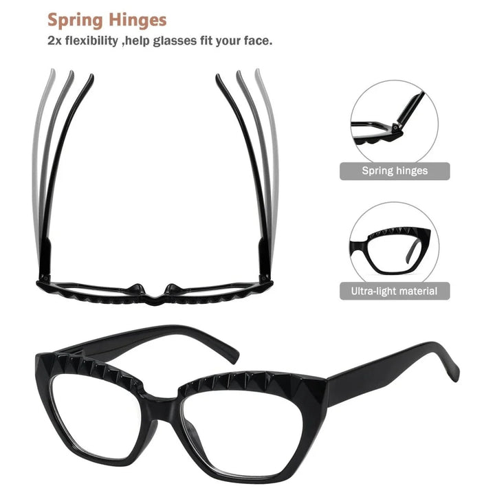 5 Pack Women’s Cat Eye Reading Glasses, Stylish Vintage Readers with Spring Hinges R2133