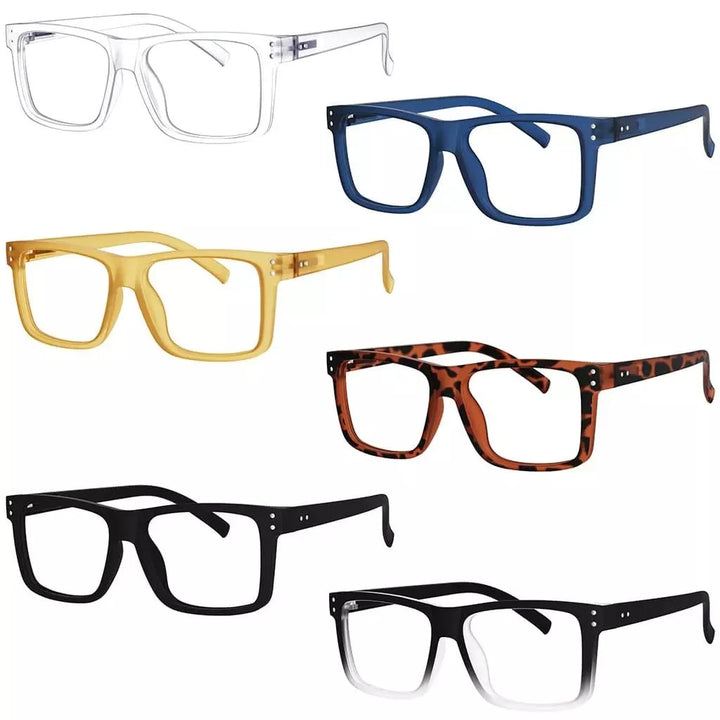 5 Pack Fashionable Large Frame Reading Glasses Rectangle Readers R2142