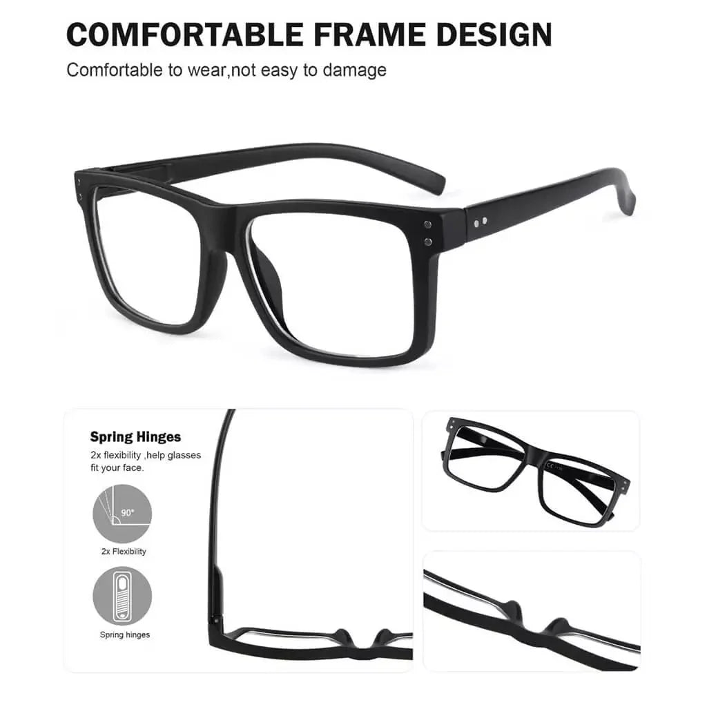 5 Pack Fashionable Large Frame Reading Glasses Rectangle Readers R2142