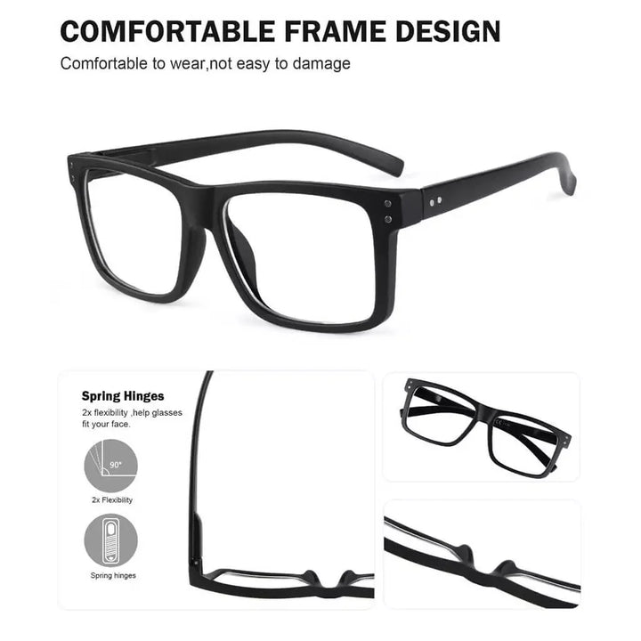 5 Pack Fashionable Large Frame Reading Glasses Rectangle Readers R2142
