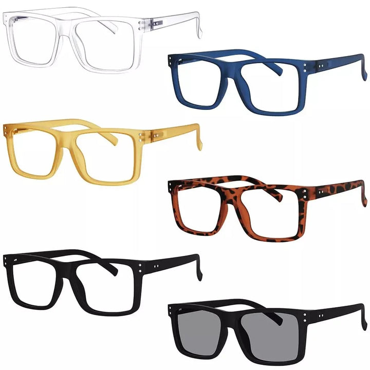 5 Pack Fashionable Large Frame Reading Glasses Rectangle Readers R2142