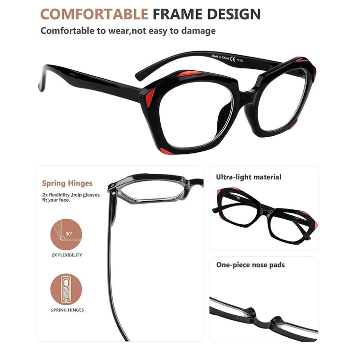 5 Pack Fashionable Reading Glasses Polygon Readers R2129