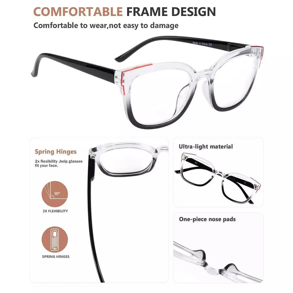 5 Pack Fashionable Reading Glasses Two Tone Eyeglasses R2114