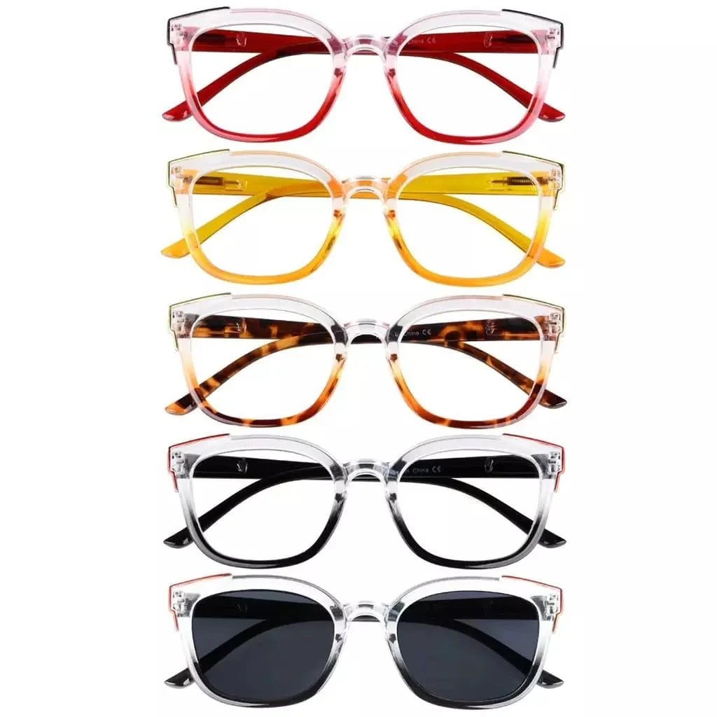 5 Pack Fashionable Reading Glasses Two Tone Eyeglasses R2114