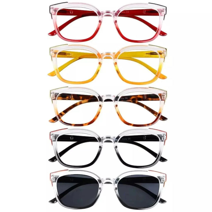 5 Pack Fashionable Reading Glasses Two Tone Eyeglasses R2114