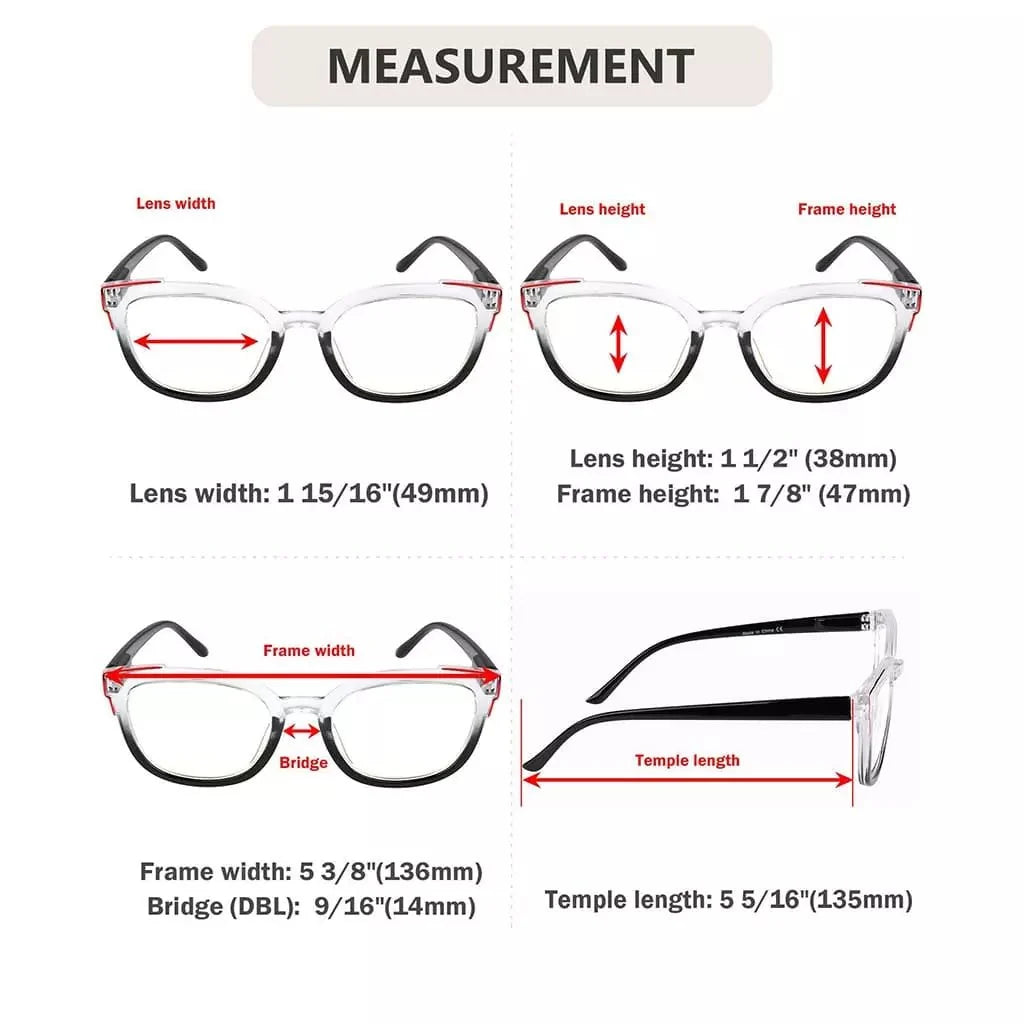 5 Pack Fashionable Reading Glasses Two Tone Eyeglasses R2114