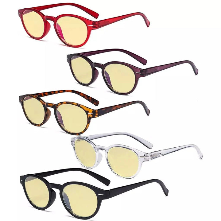 5 Pack Ladies Oval Blue Light Blocking Reading Glasses TM091