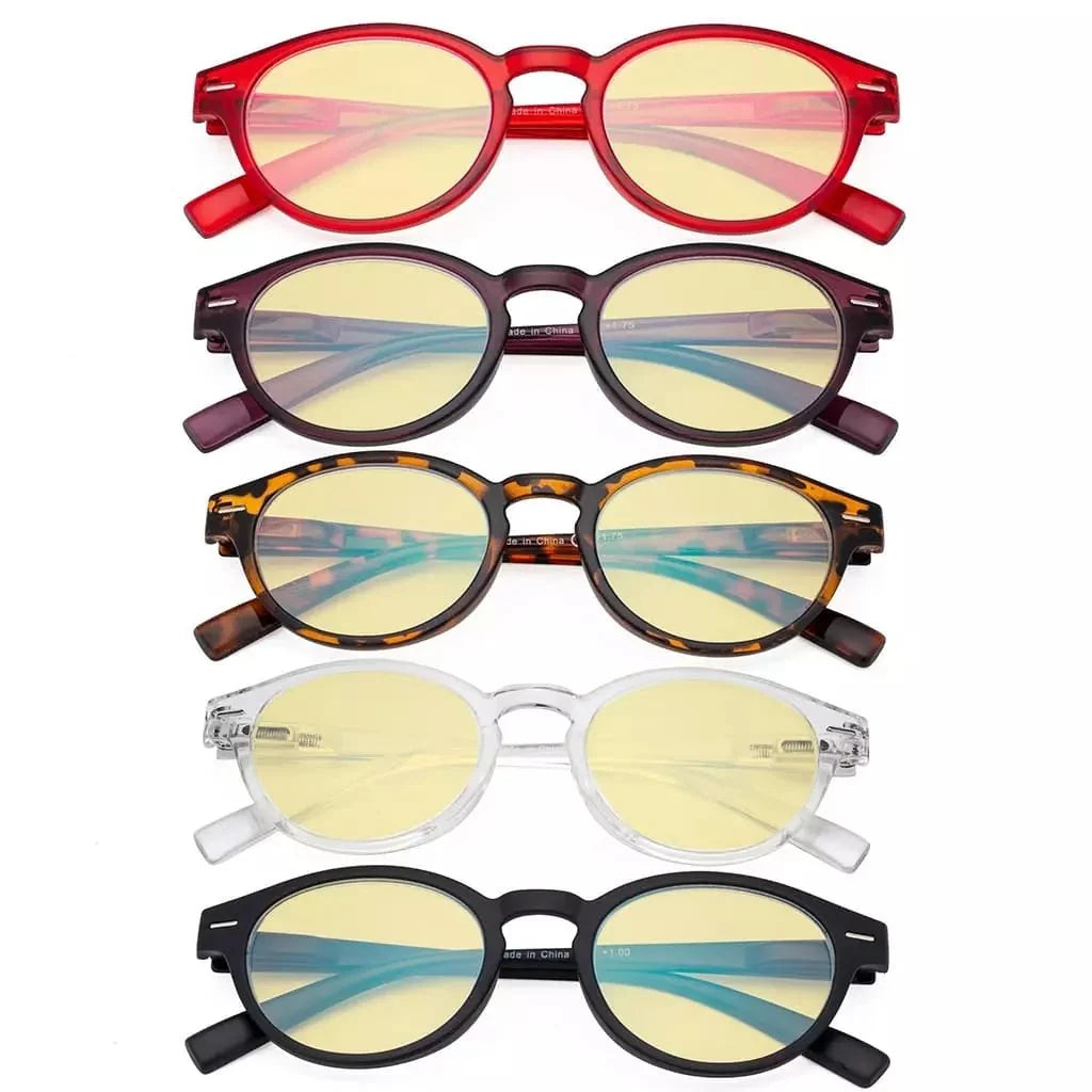 5 Pack Ladies Oval Blue Light Blocking Reading Glasses TM091