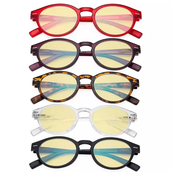 5 Pack Ladies Oval Blue Light Blocking Reading Glasses TM091