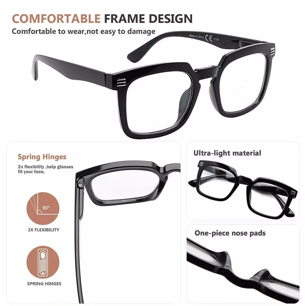 5 Pack Modern Readers Square Reading Glasses R2104