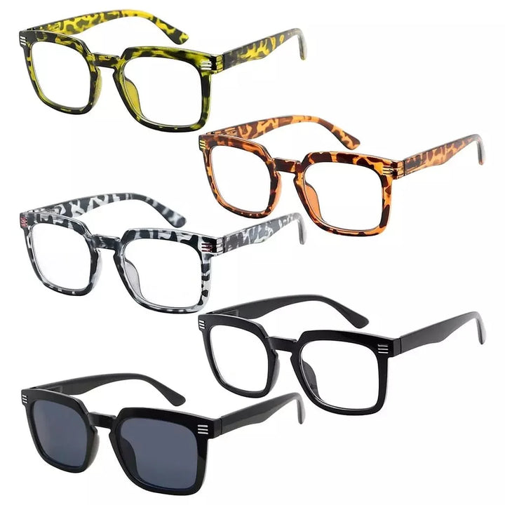 5 Pack Modern Readers Square Reading Glasses R2104