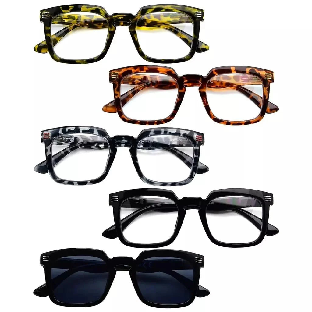 5 Pack Modern Readers Square Reading Glasses R2104