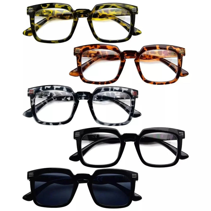 5 Pack Modern Readers Square Reading Glasses R2104