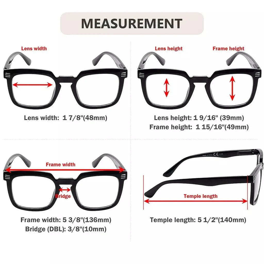 5 Pack Modern Readers Square Reading Glasses R2104
