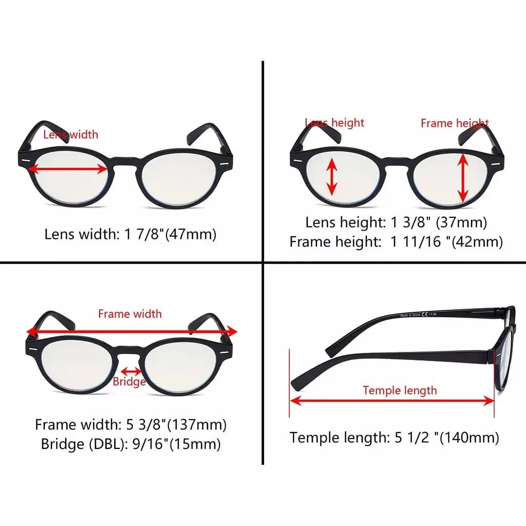 5 Pack Oval Blue Light Filter Reading Glasses UVR091
