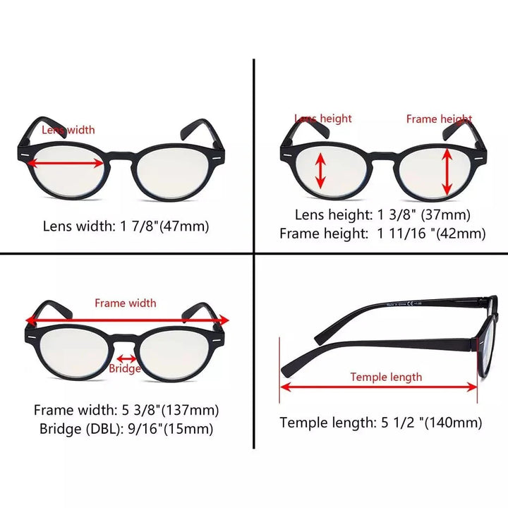5 Pack Oval Blue Light Filter Reading Glasses UVR091