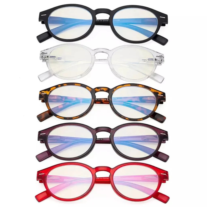 5 Pack Oval Blue Light Filter Reading Glasses UVR091