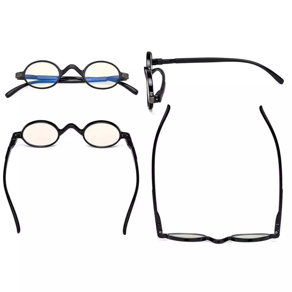 5 Pack Oval Classic Vintage Blue Light Glasses UVR077X