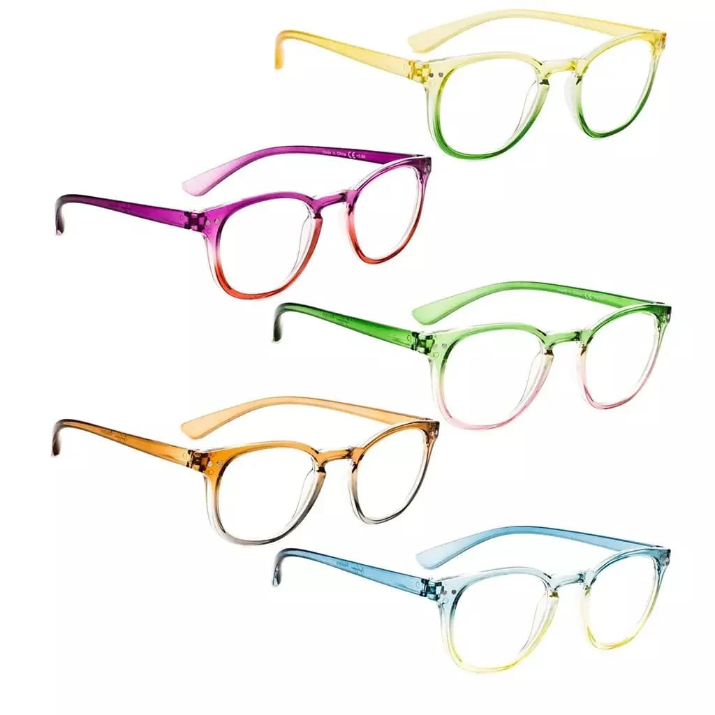5 Pack Oval Fashion Design Reading Glasses 3-R144
