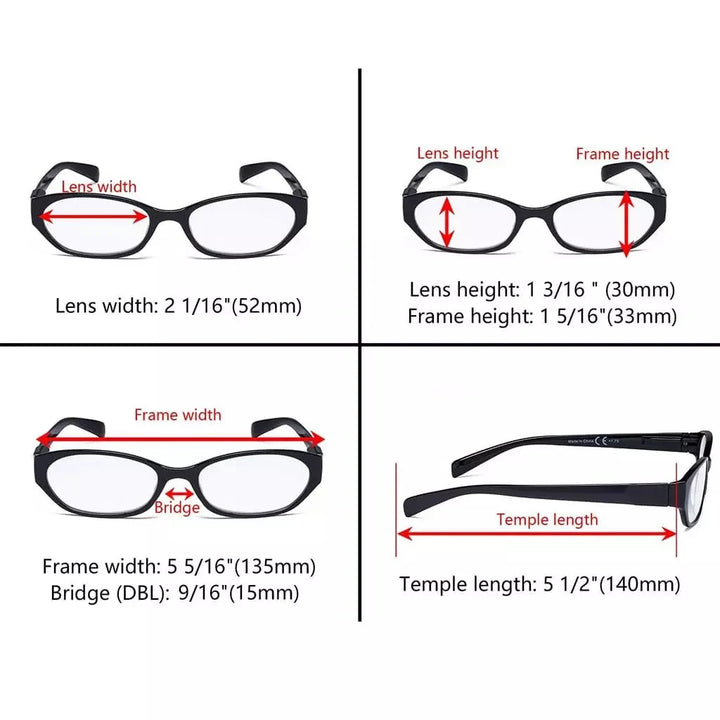 5 Pack Oval Fashion Reading Glasses Include Sunglasses R9101