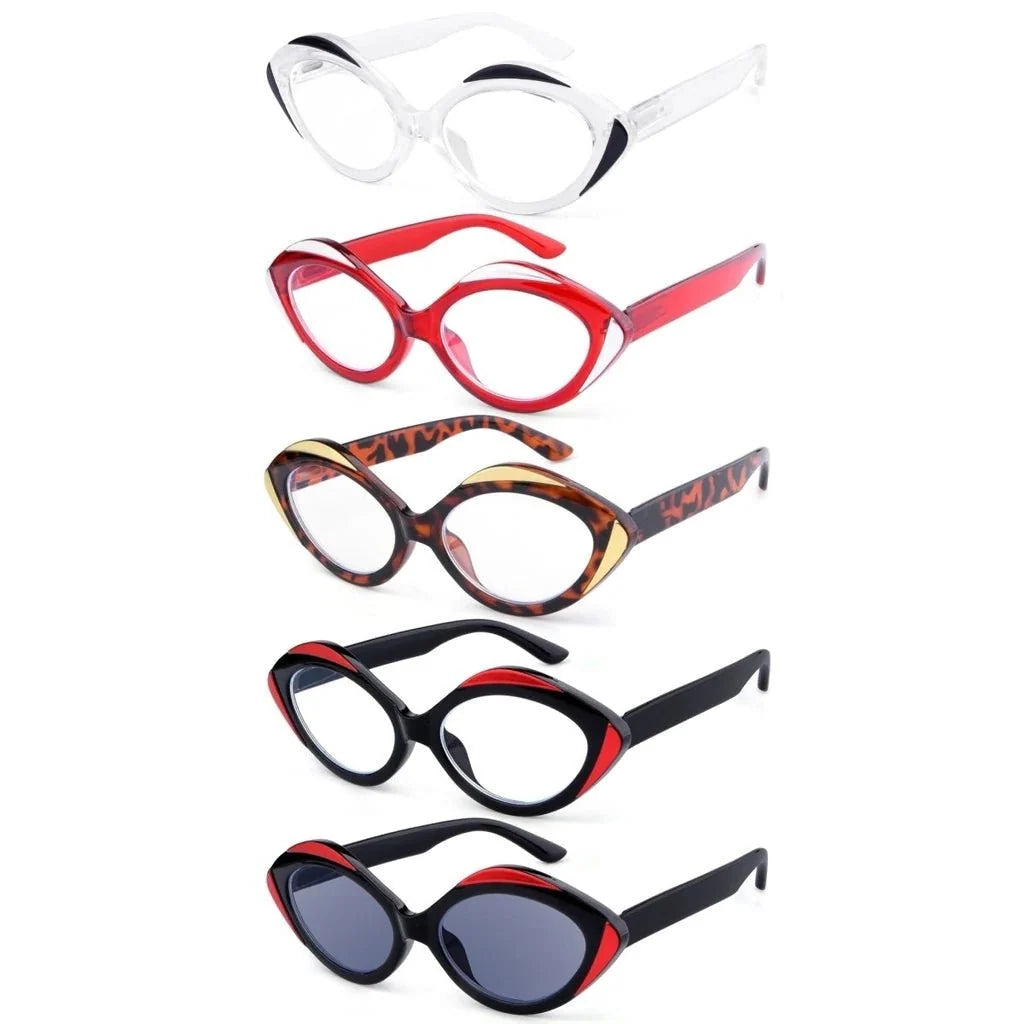 5 Pack Oval Reading Glasses Stylish Readers R2128