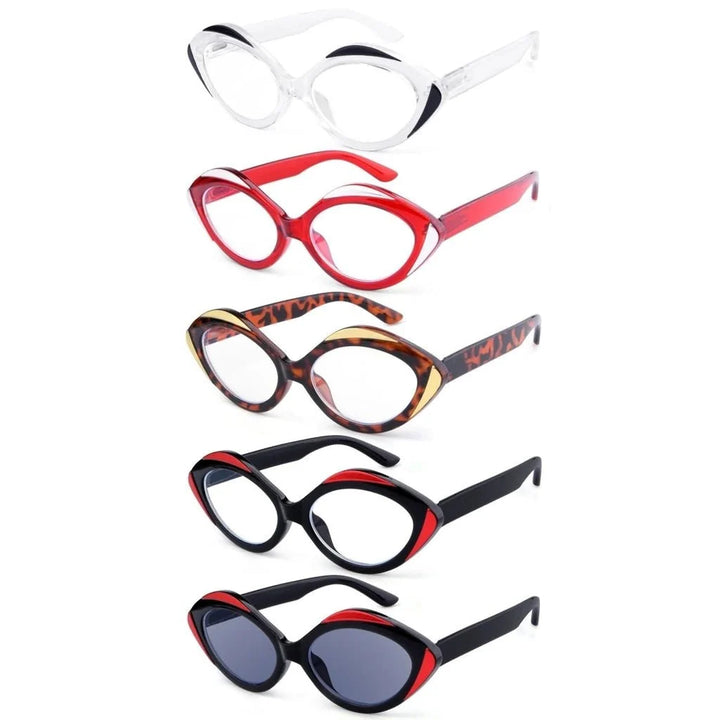 5 Pack Oval Reading Glasses Stylish Readers R2128