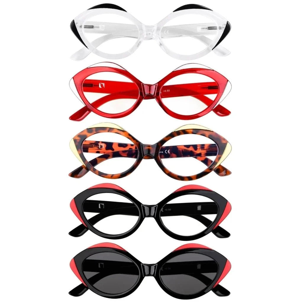5 Pack Oval Reading Glasses Stylish Readers R2128