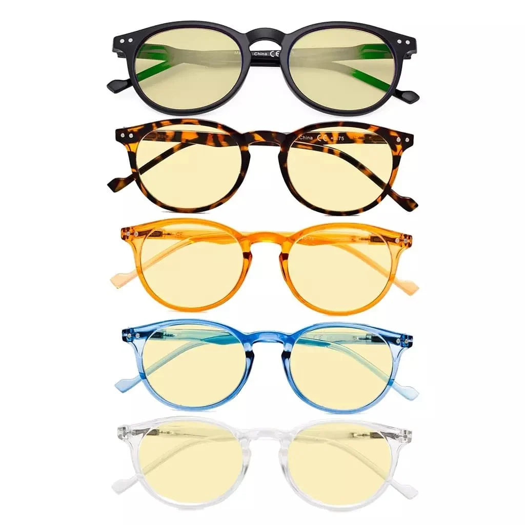 5 Pack Oval Round Blue Light Blocking Reading Glasses TM071