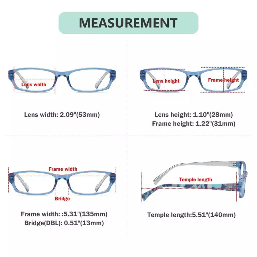 5 Pack Patterned Temples Metalless Screwless Reading Glasses NRT1803