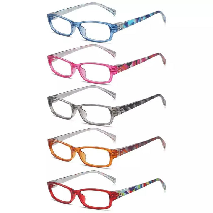 5 Pack Patterned Temples Metalless Screwless Reading Glasses NRT1803