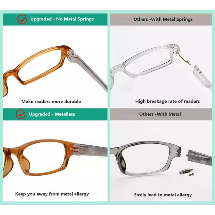 5 Pack Patterned Temples Metalless Screwless Reading Glasses NRT1803