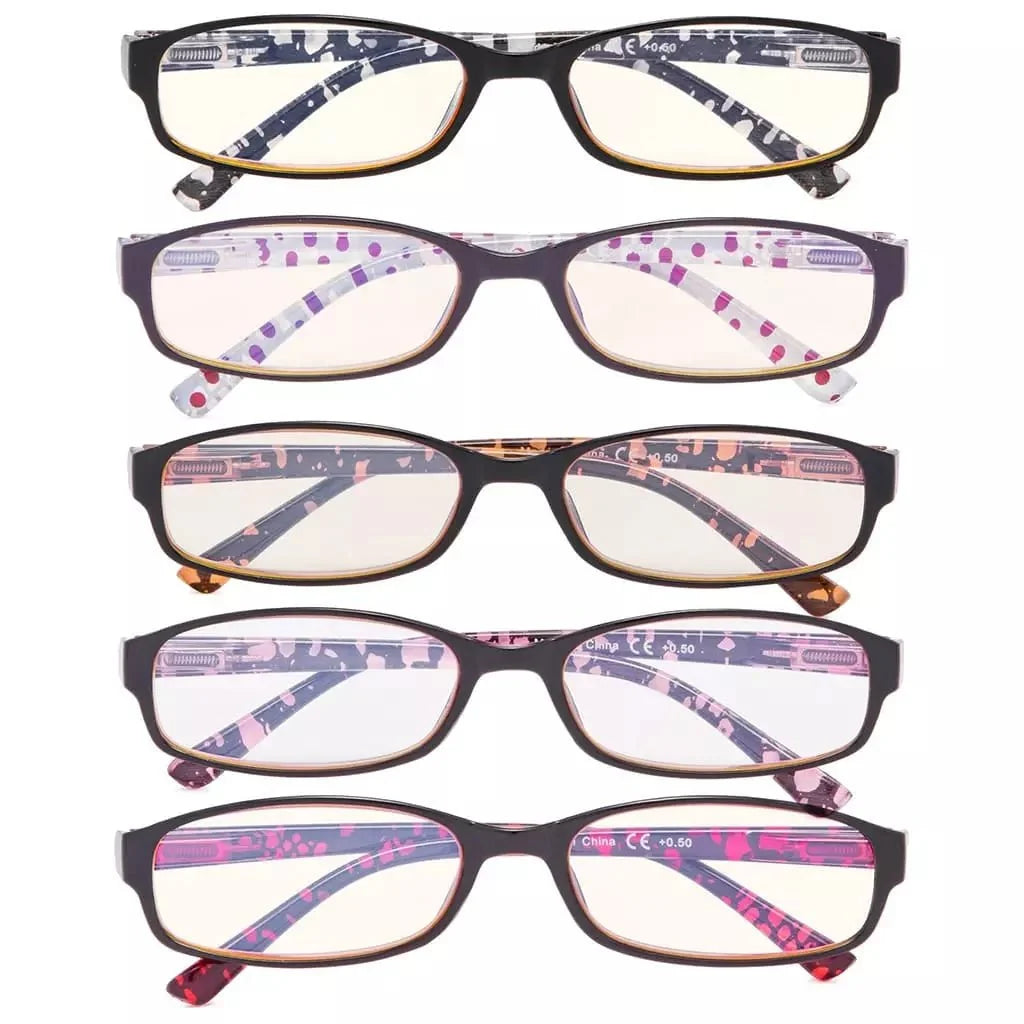 5 Pack Polka Dots Blue Light Filter Reading Glasses CG908P