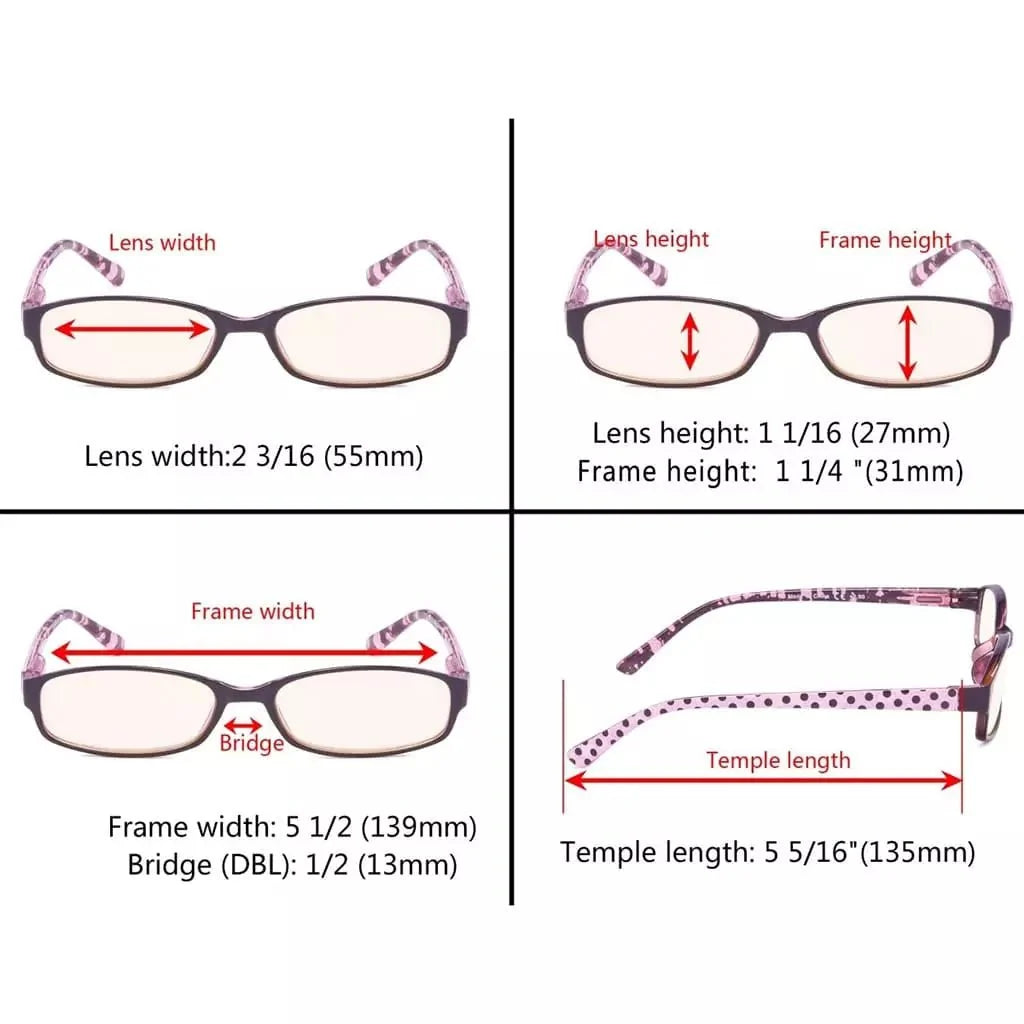 5 Pack Polka Dots Blue Light Filter Reading Glasses CG908P