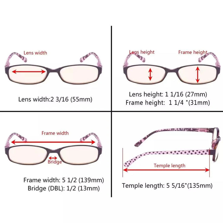 5 Pack Polka Dots Blue Light Filter Reading Glasses CG908P