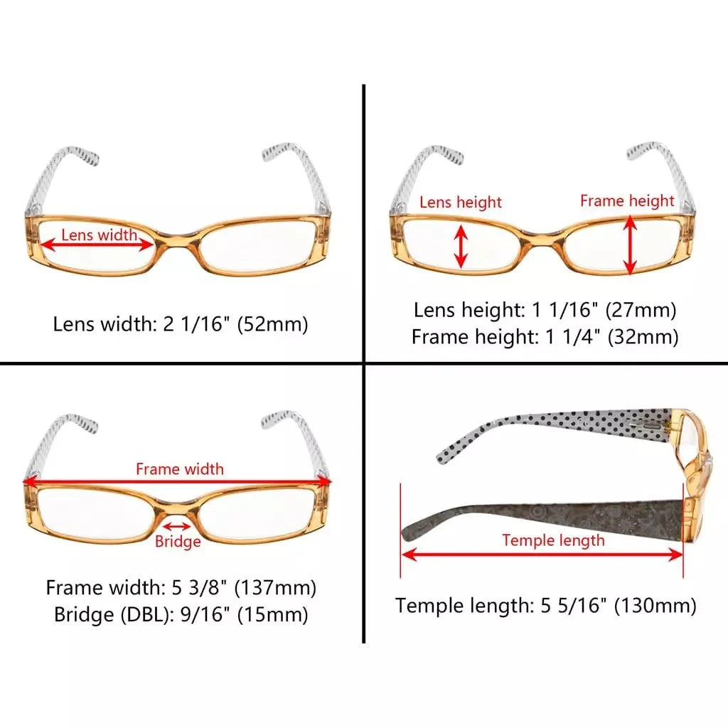 5 Pack Polka Dots Reading Glasses R040P