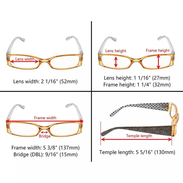 5 Pack Polka Dots Reading Glasses R040P