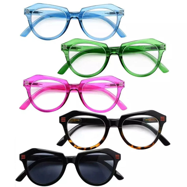 5 Pack Polygon Reading Glasses Chic Eyeglasses R2110