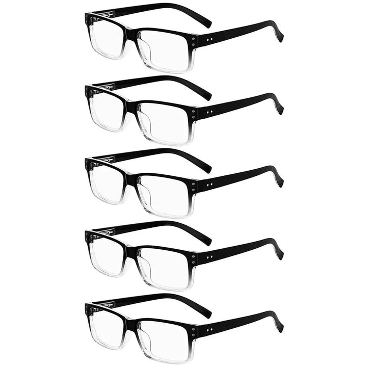 5 Pack Reading Glasses Retro Rectangle Readers R032-A