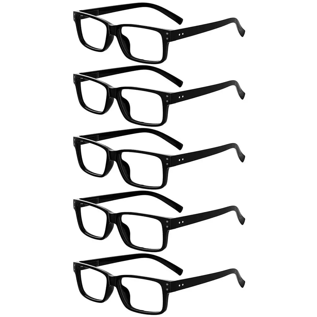 5 Pack Reading Glasses Retro Rectangle Readers R032-A
