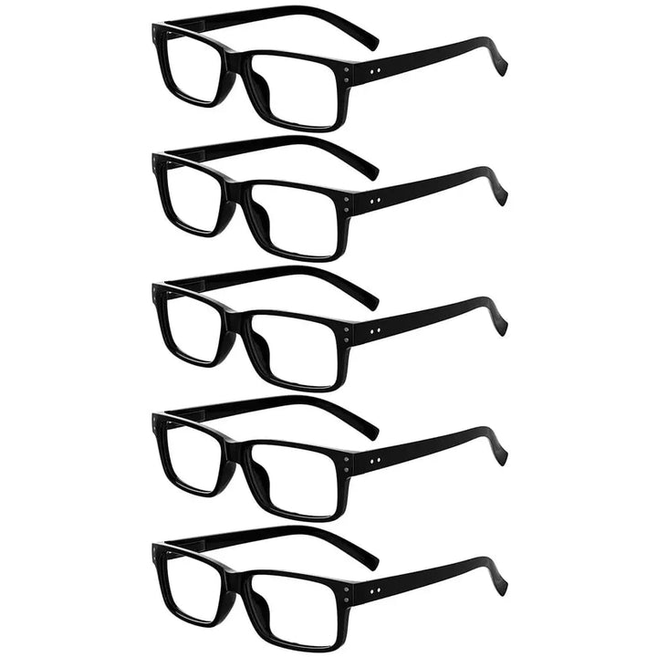5 Pack Reading Glasses Retro Rectangle Readers R032-A