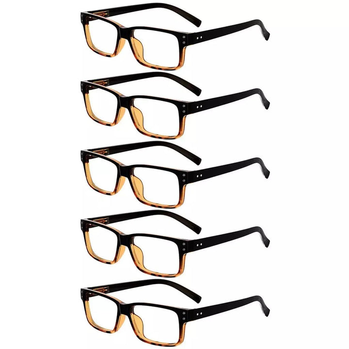 5 Pack Reading Glasses Retro Rectangle Readers R032-A